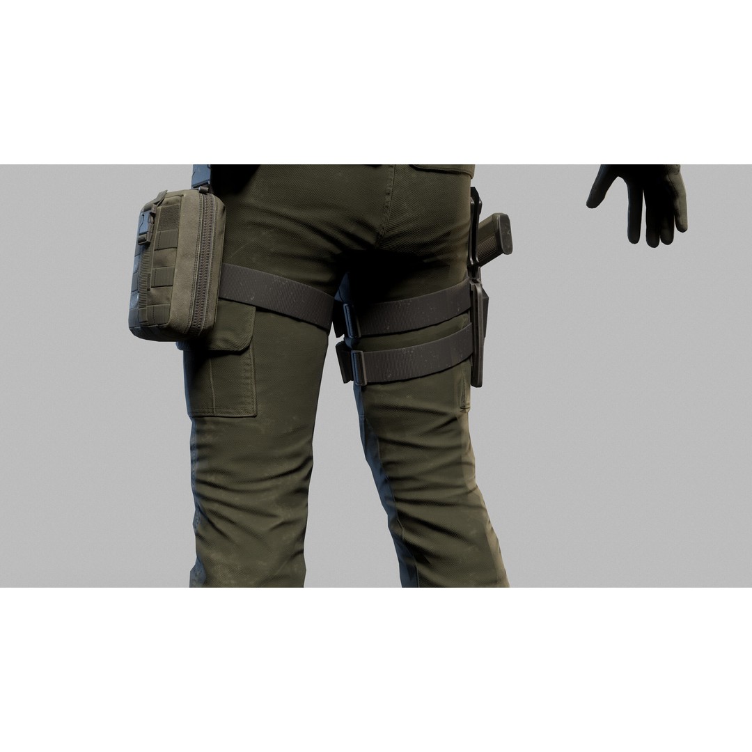 Modern US Soldier 3D Model – Low Poly Game-Ready Character, FBX, Blender - View 22