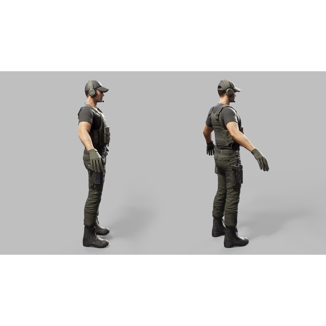 Modern US Soldier 3D Model – Low Poly Game-Ready Character, FBX, Blender - View 26
