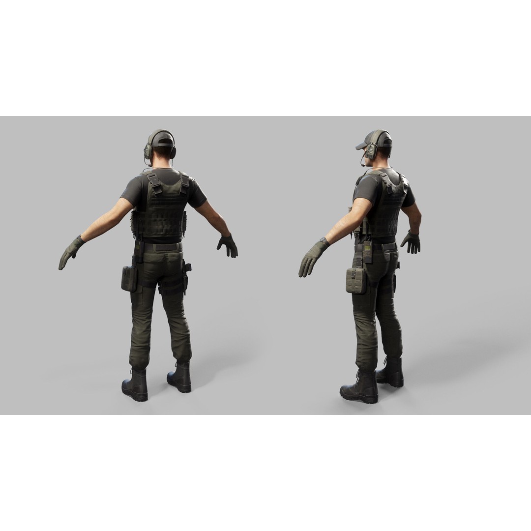 Modern US Soldier 3D Model – Low Poly Game-Ready Character, FBX, Blender - View 28