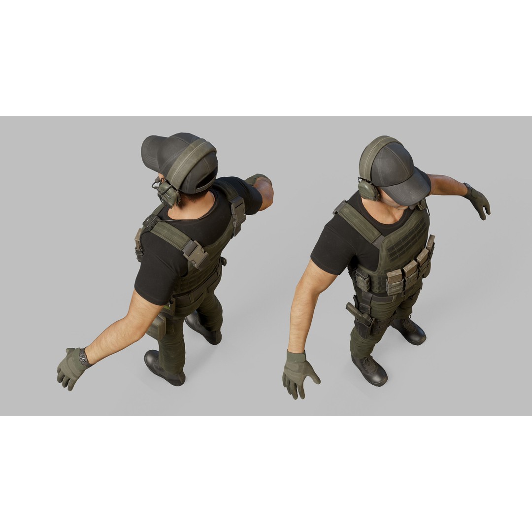 Modern US Soldier 3D Model – Low Poly Game-Ready Character, FBX, Blender - View 31