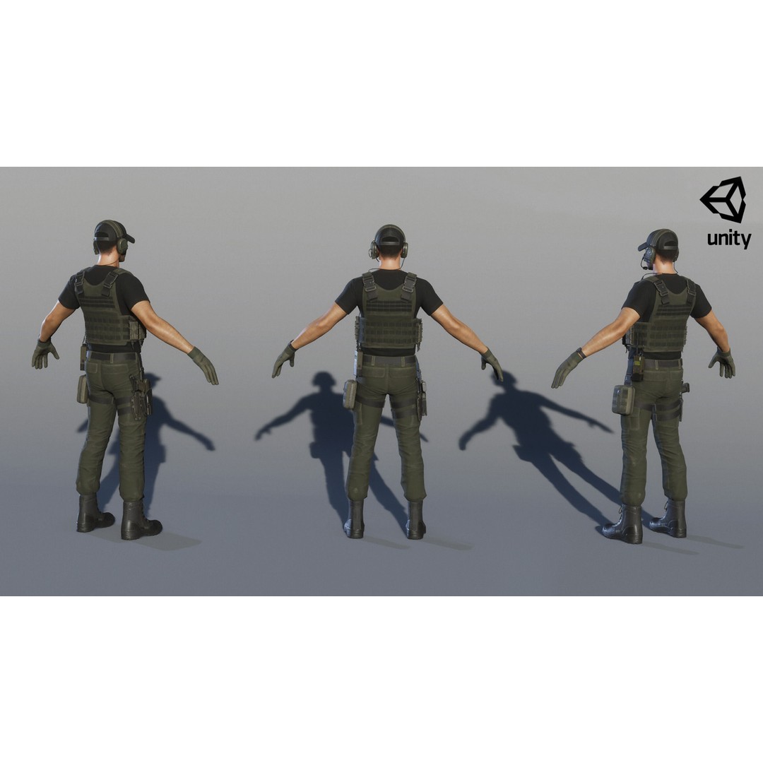 Modern US Soldier 3D Model – Low Poly Game-Ready Character, FBX, Blender - View 35