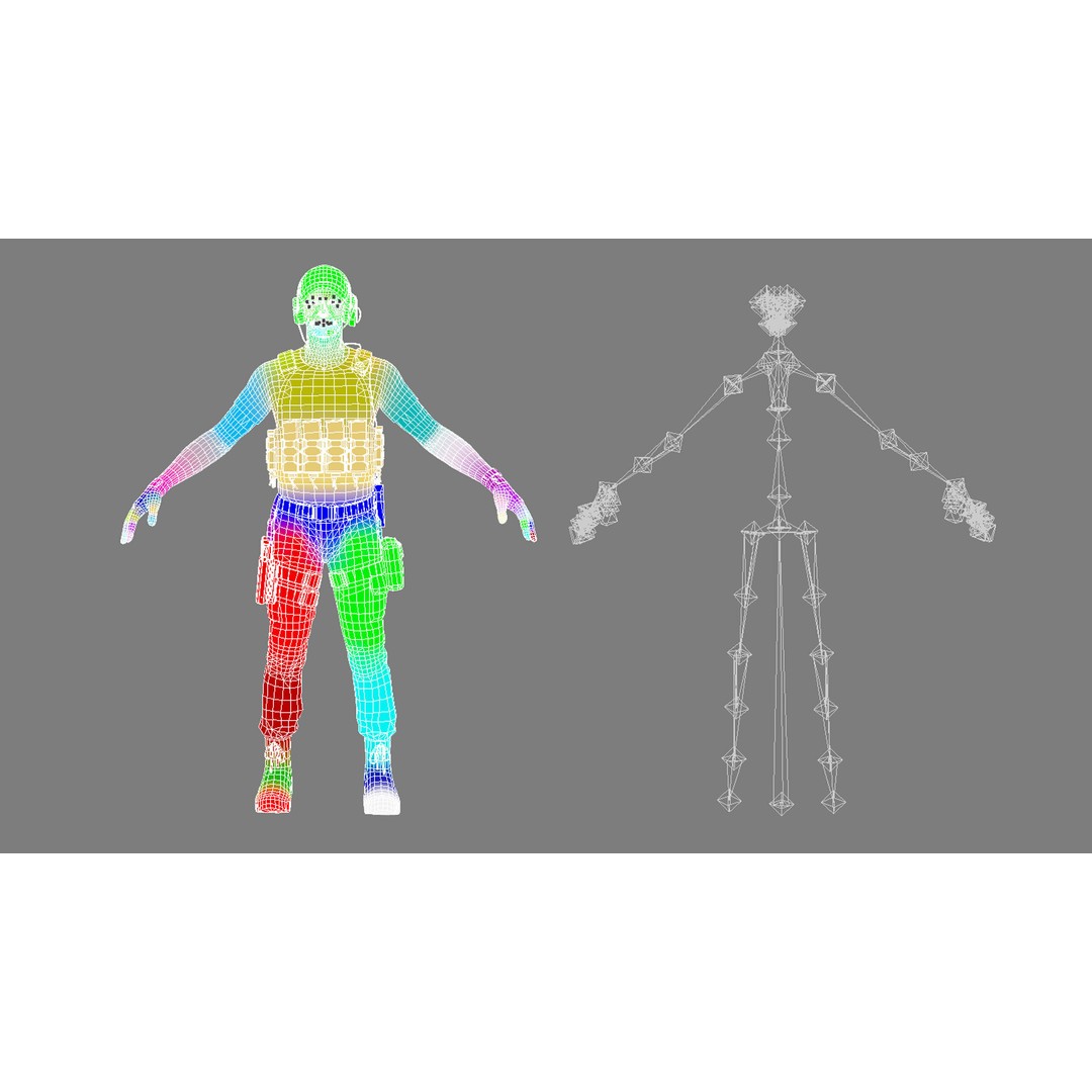Modern US Soldier 3D Model – Low Poly Game-Ready Character, FBX, Blender - View 36