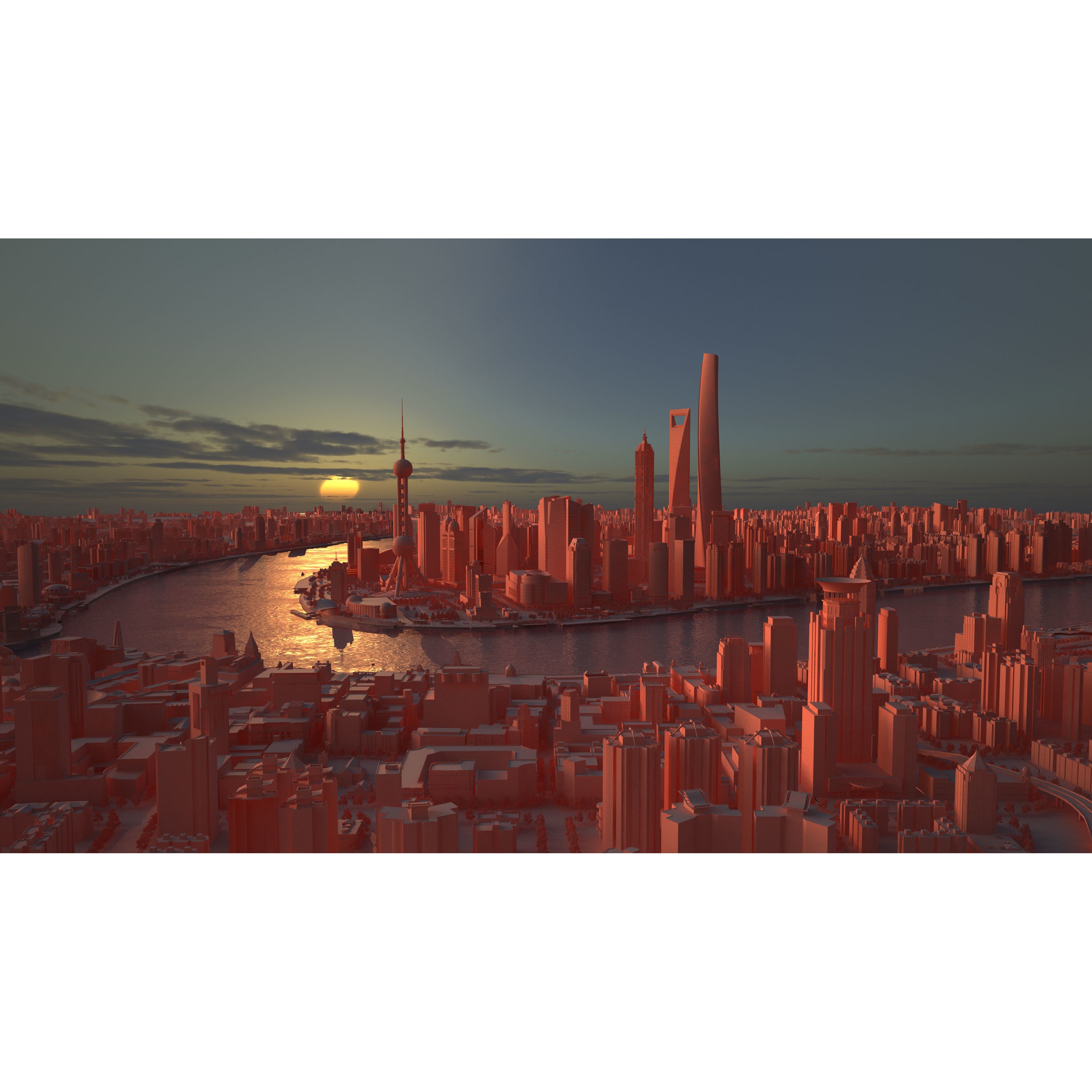 Shanghai Cityscape - High-Quality 3D Model - View 8