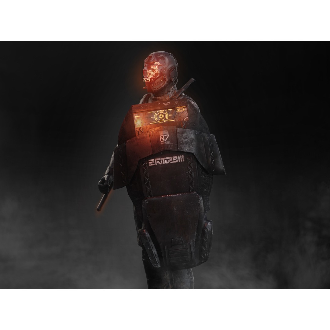 Sci-Fi Riot Soldier 3D Model – Low Poly Rigged Character, FBX, PBR - View 10