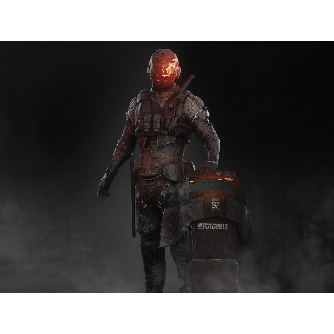 Sci-Fi Riot Soldier 3D Model – Low Poly Rigged Character, FBX, PBR - View 11