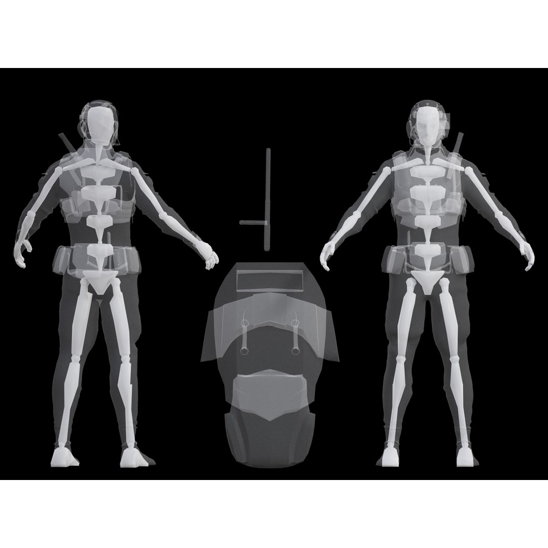 Sci-Fi Riot Soldier 3D Model – Low Poly Rigged Character, FBX, PBR - View 12
