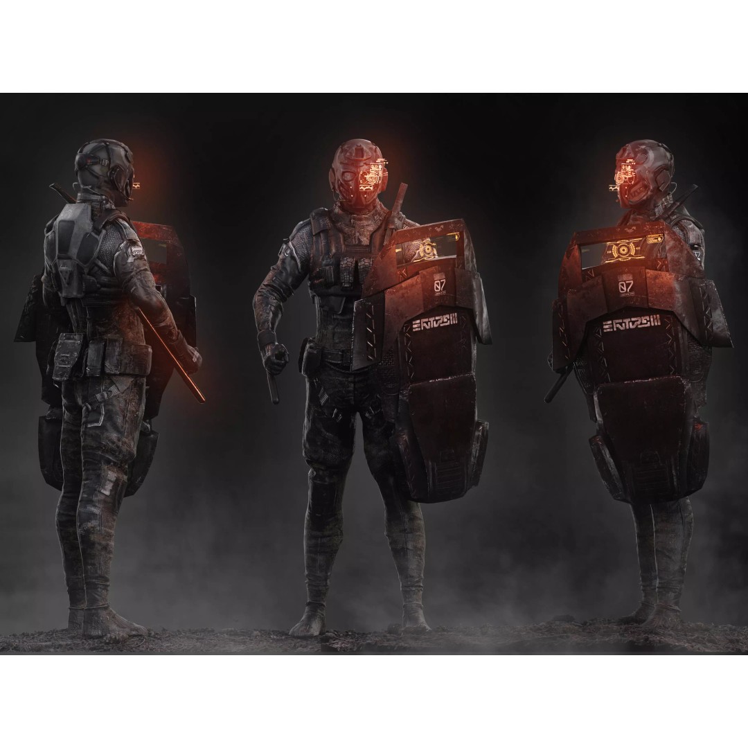 Sci-Fi Riot Soldier 3D Model – Low Poly Rigged Character, FBX, PBR - View 2