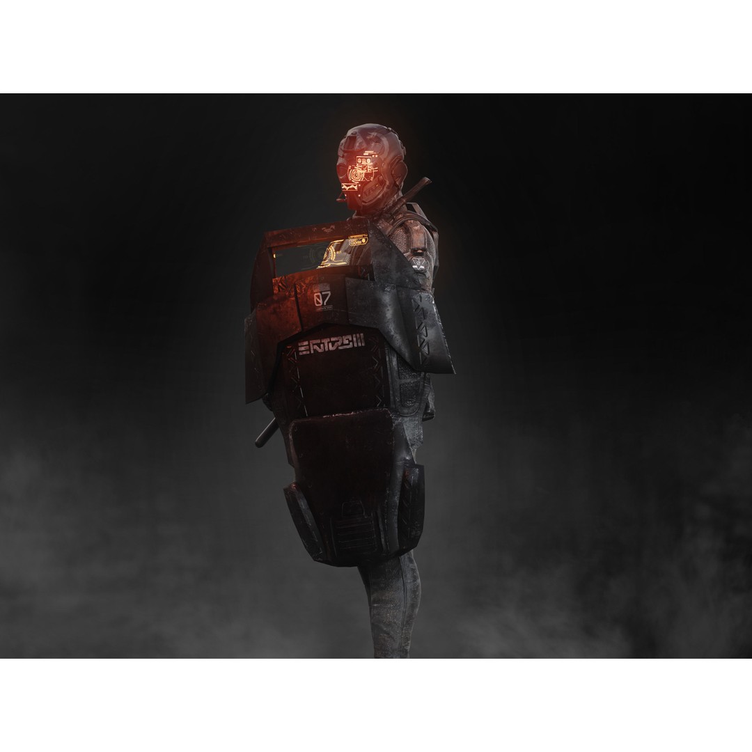 Sci-Fi Riot Soldier 3D Model – Low Poly Rigged Character, FBX, PBR - View 4