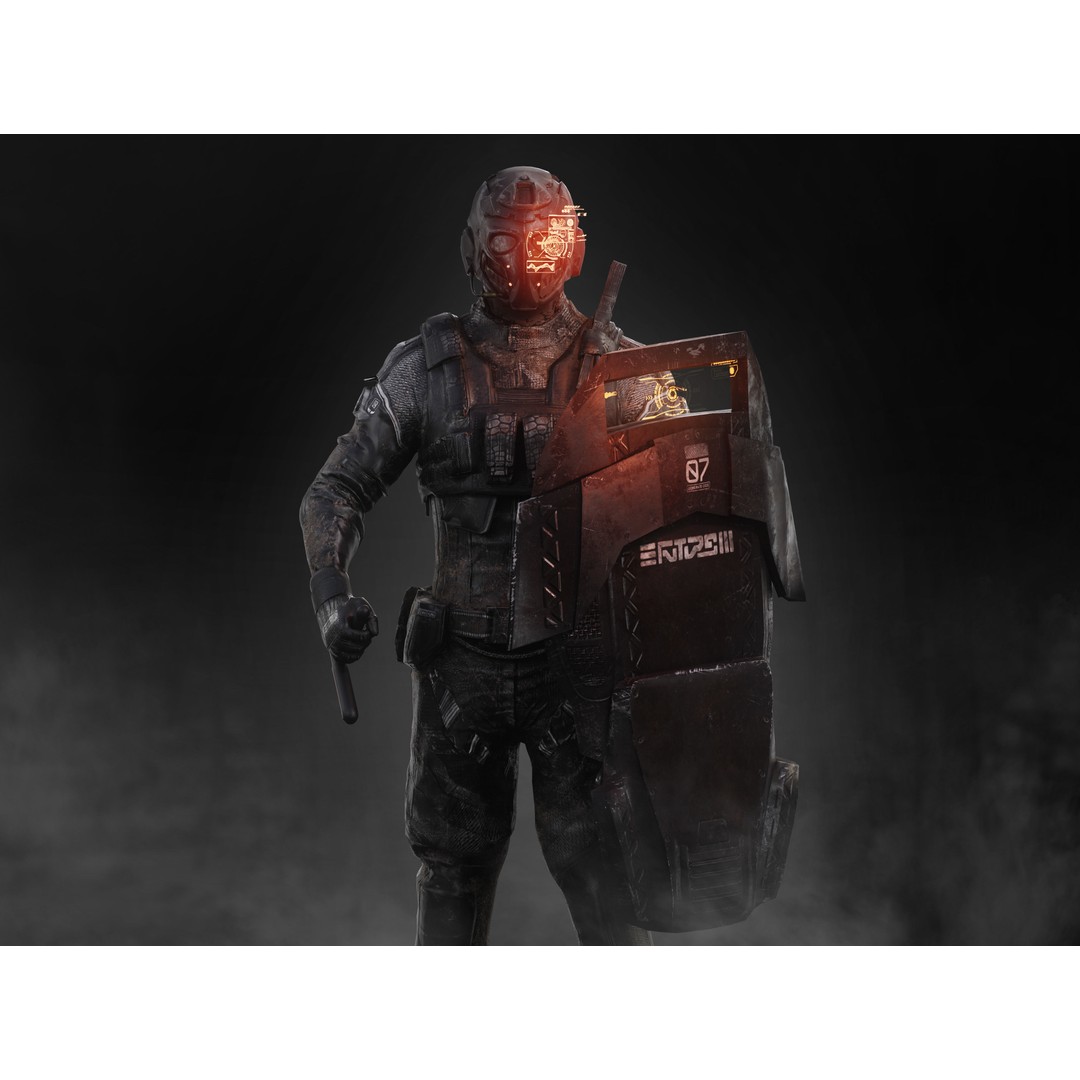 Sci-Fi Riot Soldier 3D Model – Low Poly Rigged Character, FBX, PBR - View 5