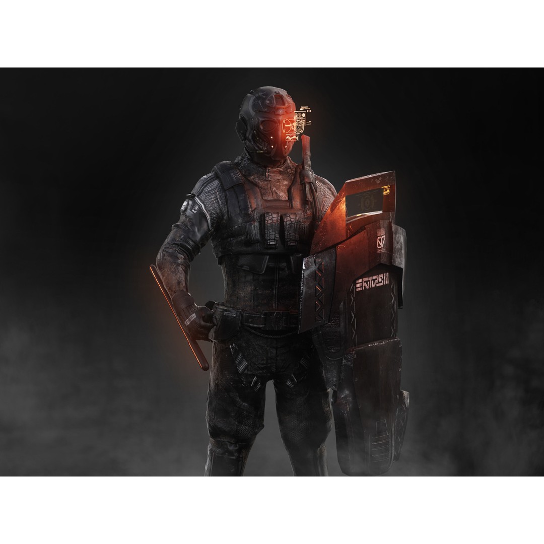 Sci-Fi Riot Soldier 3D Model – Low Poly Rigged Character, FBX, PBR - View 6