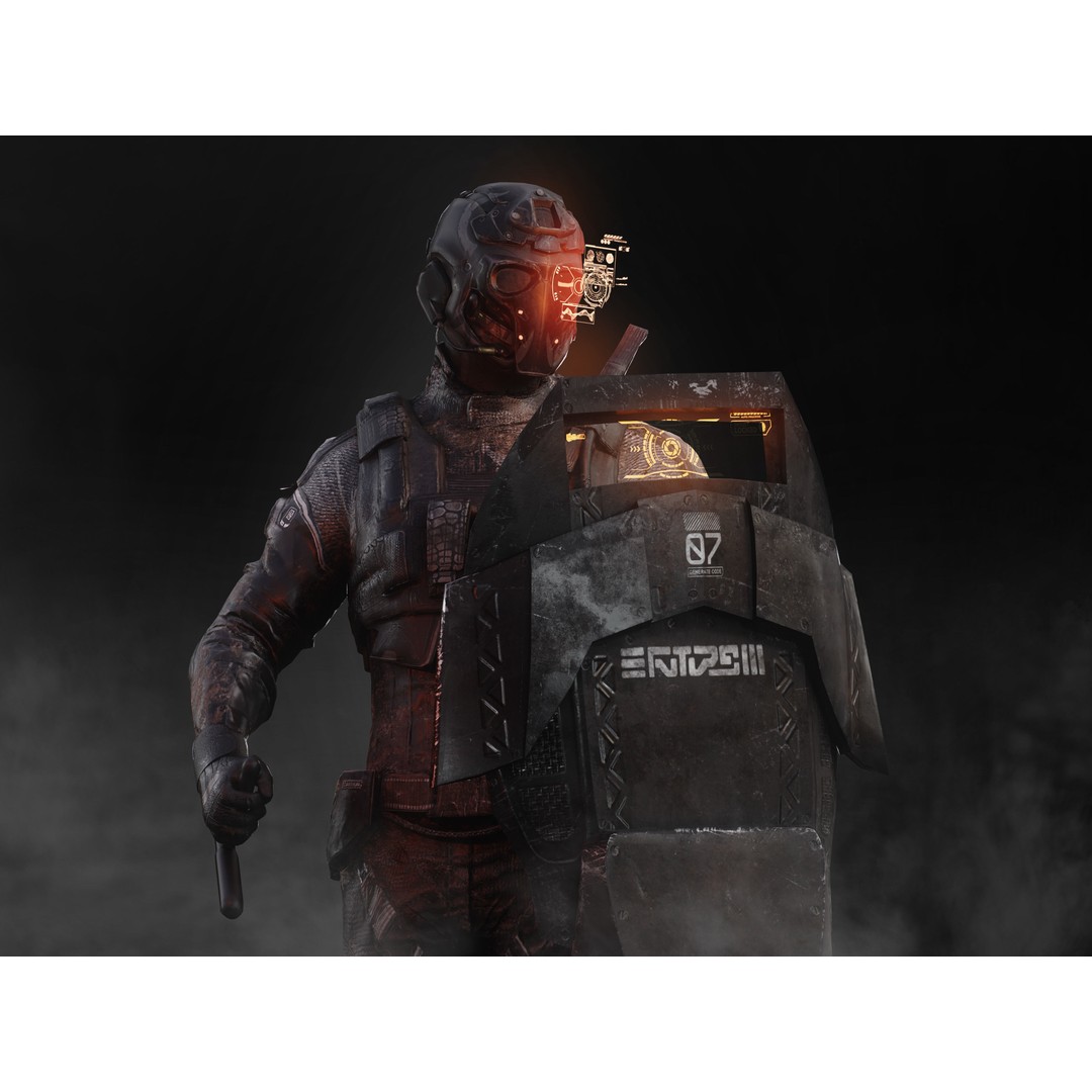 Sci-Fi Riot Soldier 3D Model – Low Poly Rigged Character, FBX, PBR - View 9