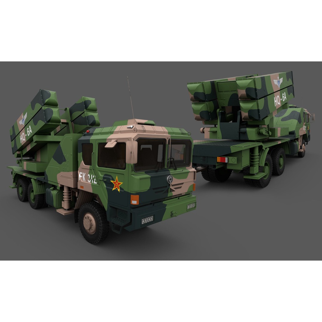 HQ-6A 3D Model – Low Poly Military Vehicle, FBX, Game Ready - View 3