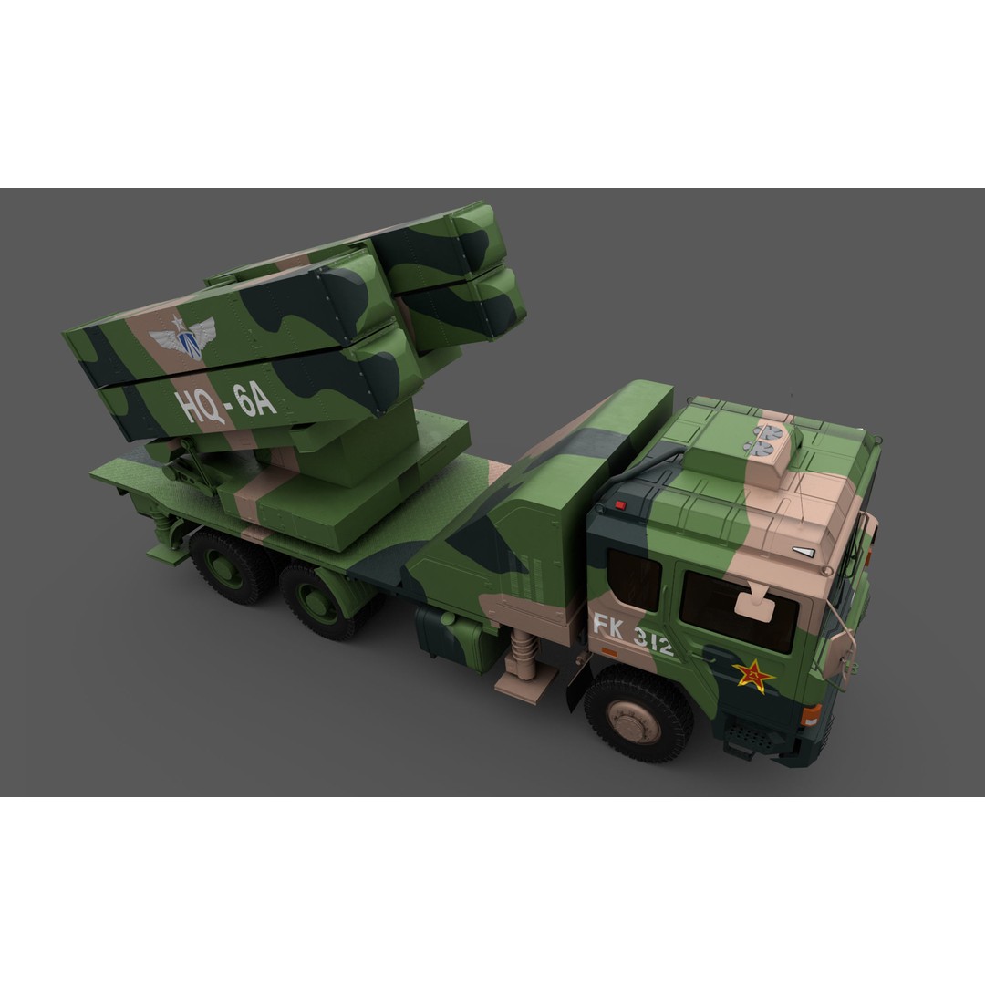 HQ-6A 3D Model – Low Poly Military Vehicle, FBX, Game Ready - View 4