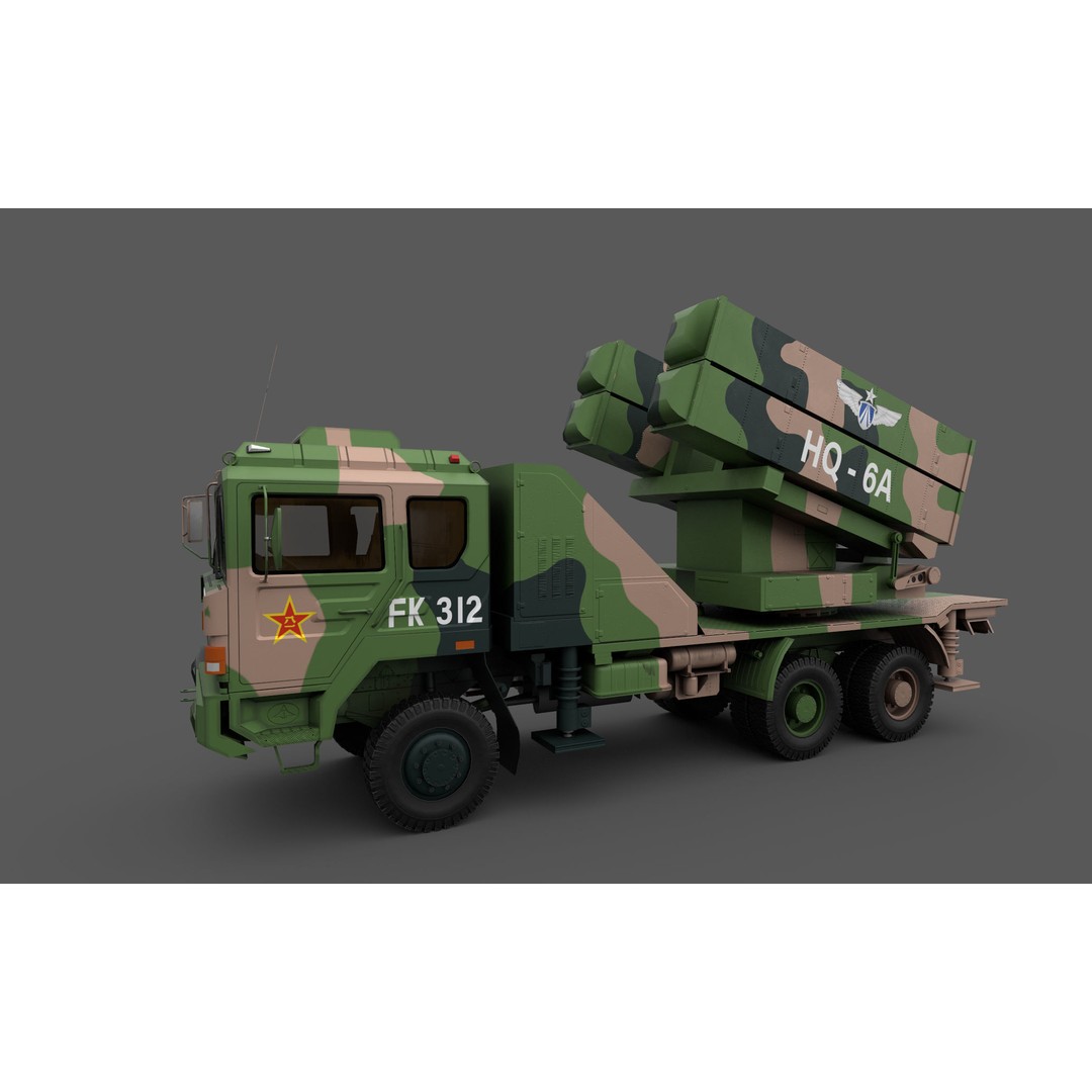 HQ-6A 3D Model – Low Poly Military Vehicle, FBX, Game Ready - View 5
