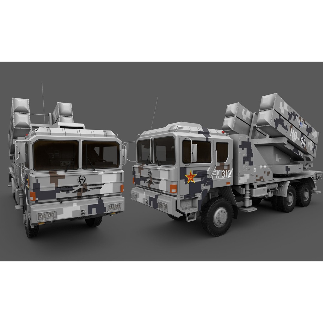 HQ-6A 3D Model – Low Poly Military Vehicle, FBX, Game Ready - View 6