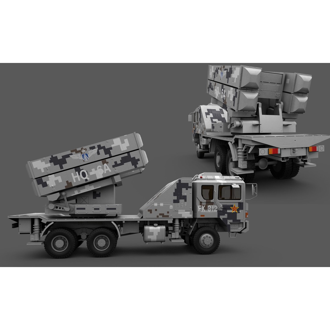 HQ-6A 3D Model – Low Poly Military Vehicle, FBX, Game Ready - View 7