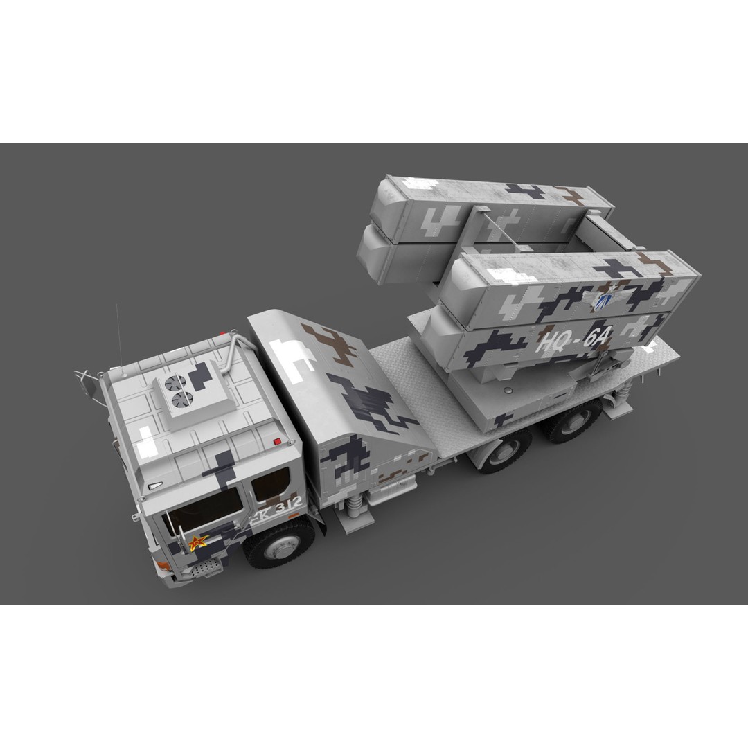 HQ-6A 3D Model – Low Poly Military Vehicle, FBX, Game Ready - View 8
