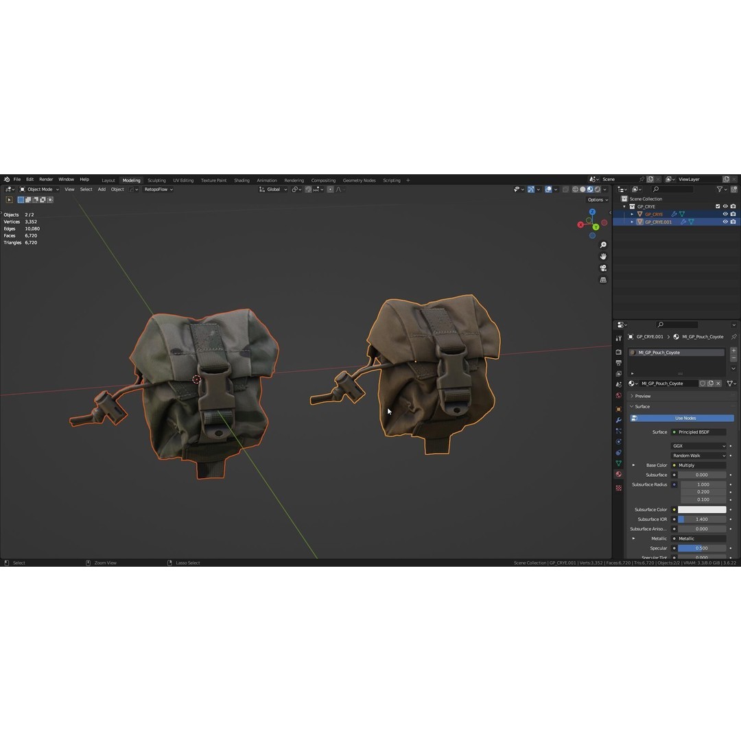 CRYE PRECISION Frag Pouch 3D Model – Low Poly Game Asset, FBX & OBJ