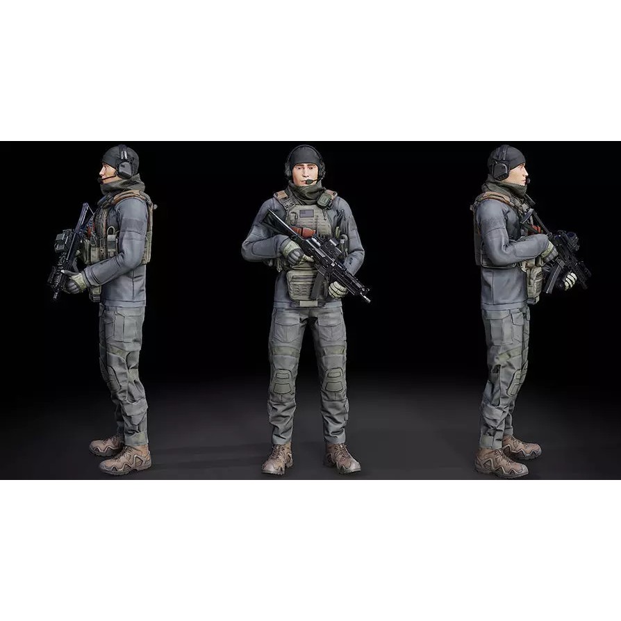 Modular Soldier PMC V1 3D Model – Low Poly Rigged Character, FBX - View 2