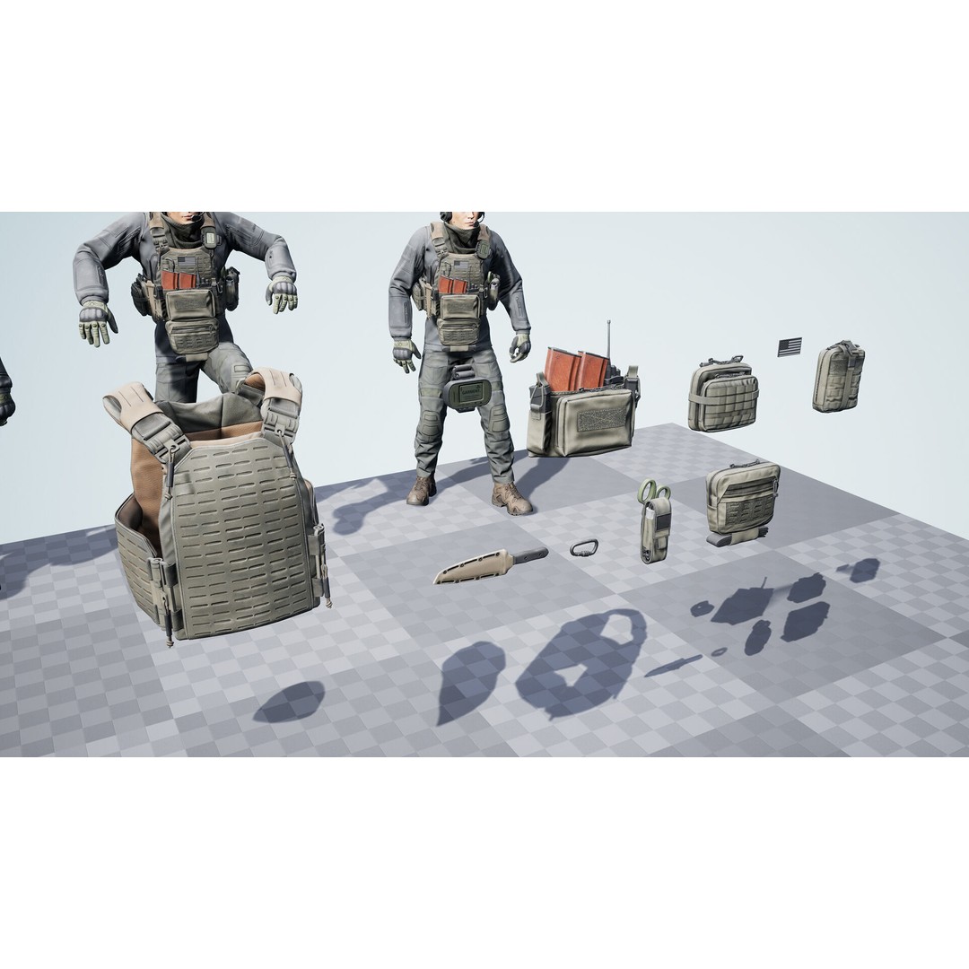 Modular Soldier PMC V1 3D Model – Low Poly Rigged Character, FBX - View 20