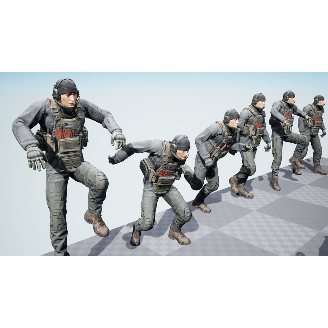 Modular Soldier PMC V1 3D Model – Low Poly Rigged Character, FBX - View 21