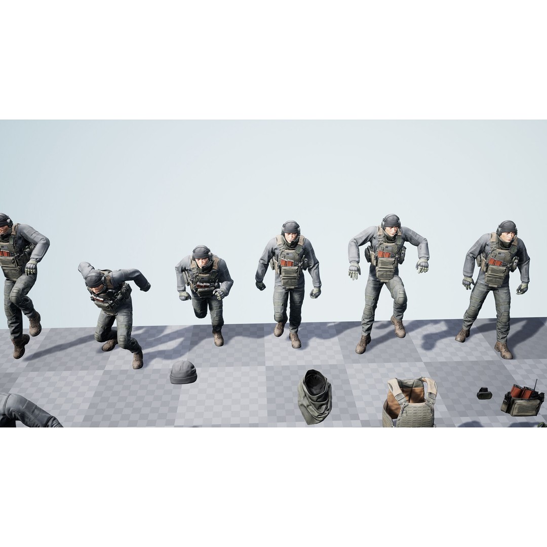 Modular Soldier PMC V1 3D Model – Low Poly Rigged Character, FBX - View 22
