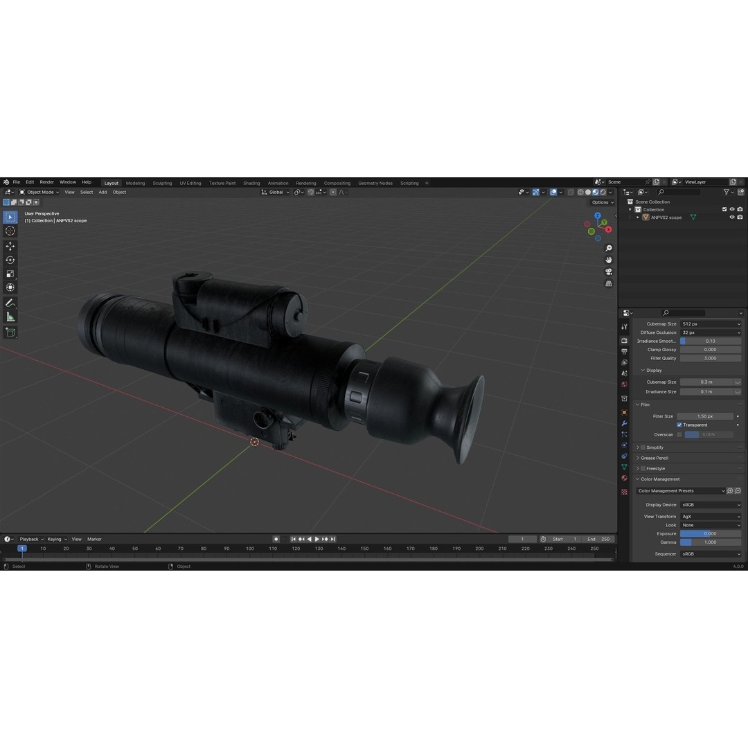 AN PVS 2 Night Vision Scope 3D Model – Low Poly PBR Game Asset, FBX - View 21