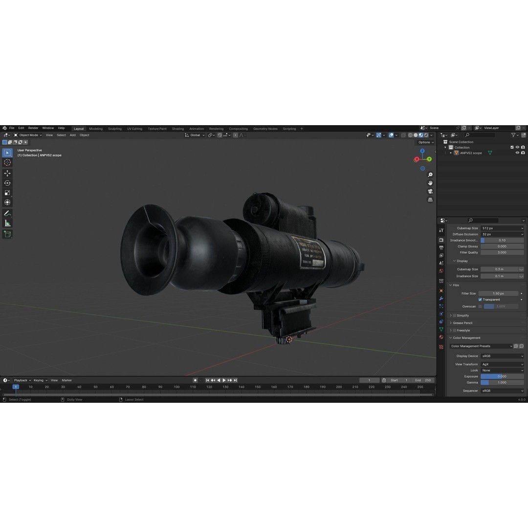 AN PVS 2 Night Vision Scope 3D Model – Low Poly PBR Game Asset, FBX - View 23