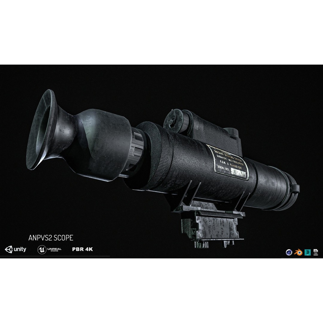 AN PVS 2 Night Vision Scope 3D Model – Low Poly PBR Game Asset, FBX - View 3