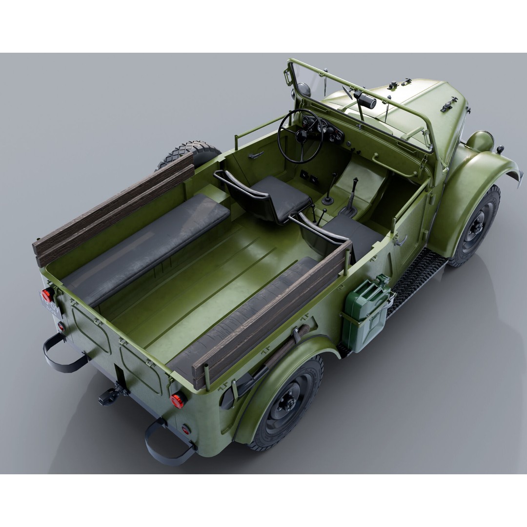 GAZ 69 3D Model – Low Poly Retro Military Vehicle, FBX