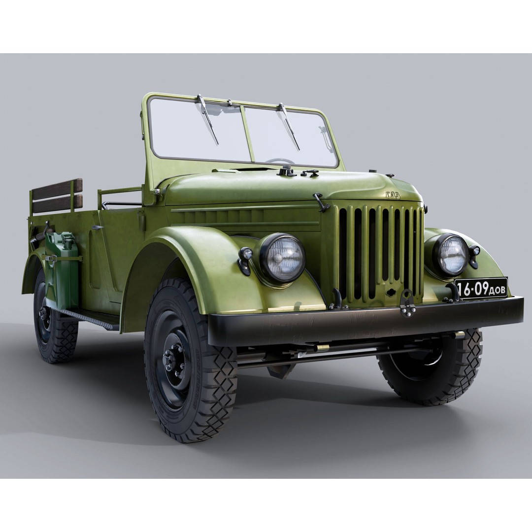 GAZ 69 3D Model – Low Poly Retro Military Vehicle, FBX - View 11