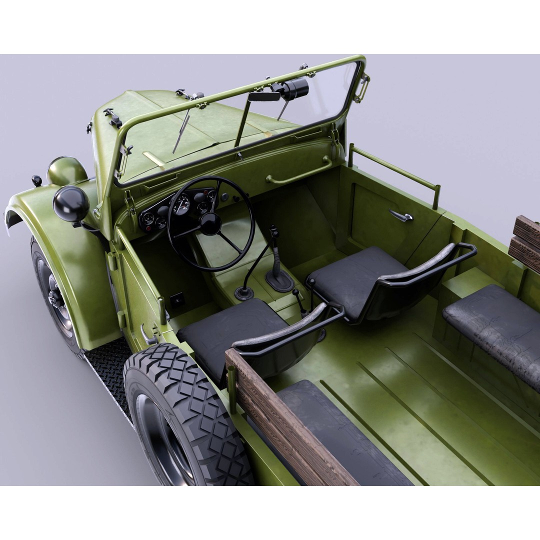 GAZ 69 3D Model – Low Poly Retro Military Vehicle, FBX - View 12