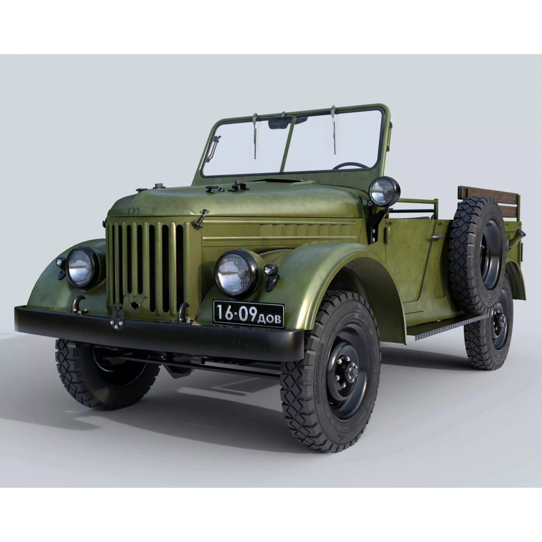 GAZ 69 3D Model – Low Poly Retro Military Vehicle, FBX - View 2
