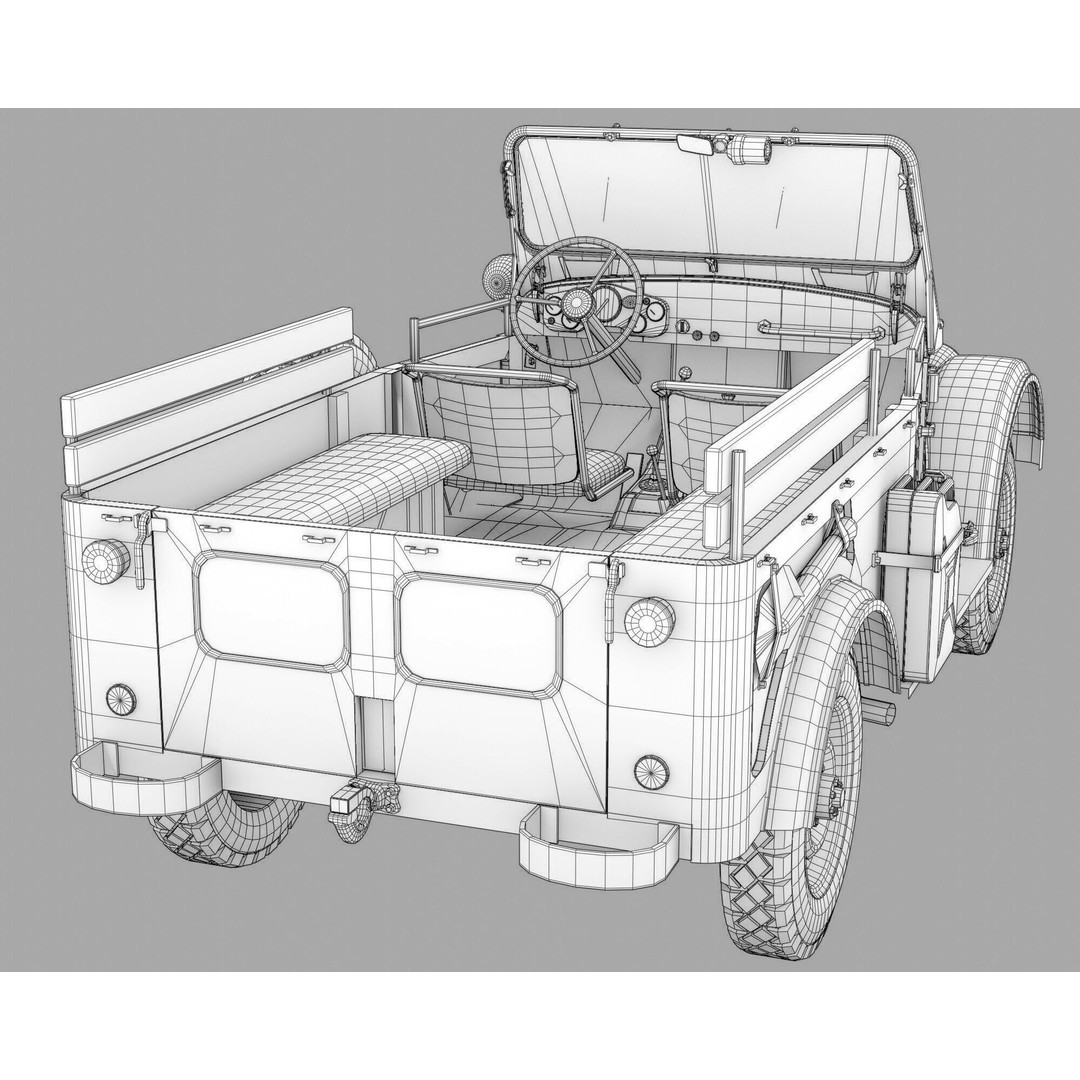 GAZ 69 3D Model – Low Poly Retro Military Vehicle, FBX - View 5