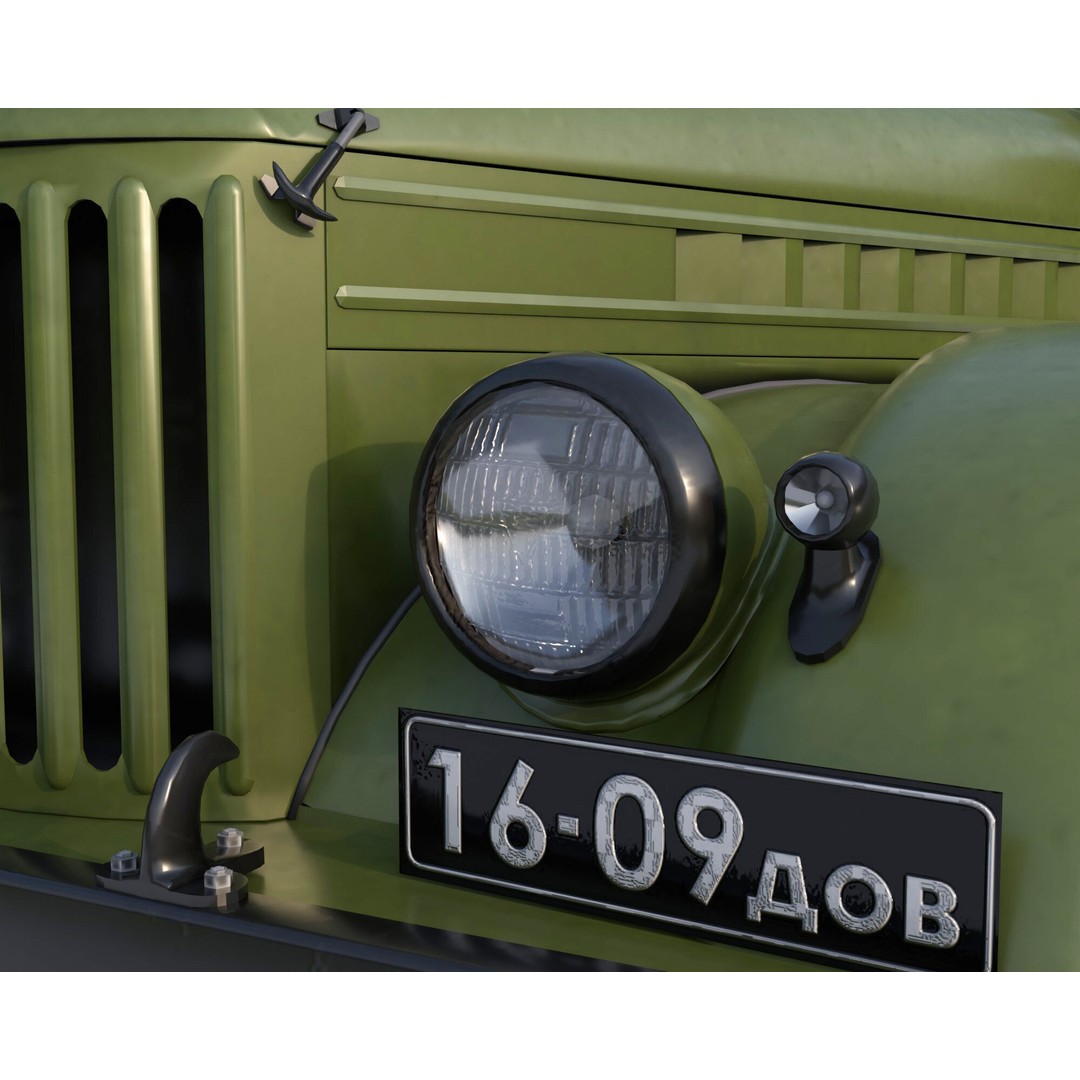 GAZ 69 3D Model – Low Poly Retro Military Vehicle, FBX - View 6