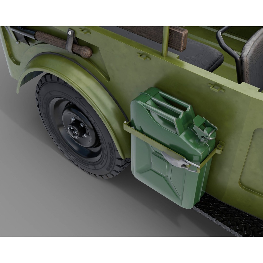 GAZ 69 3D Model – Low Poly Retro Military Vehicle, FBX - View 7