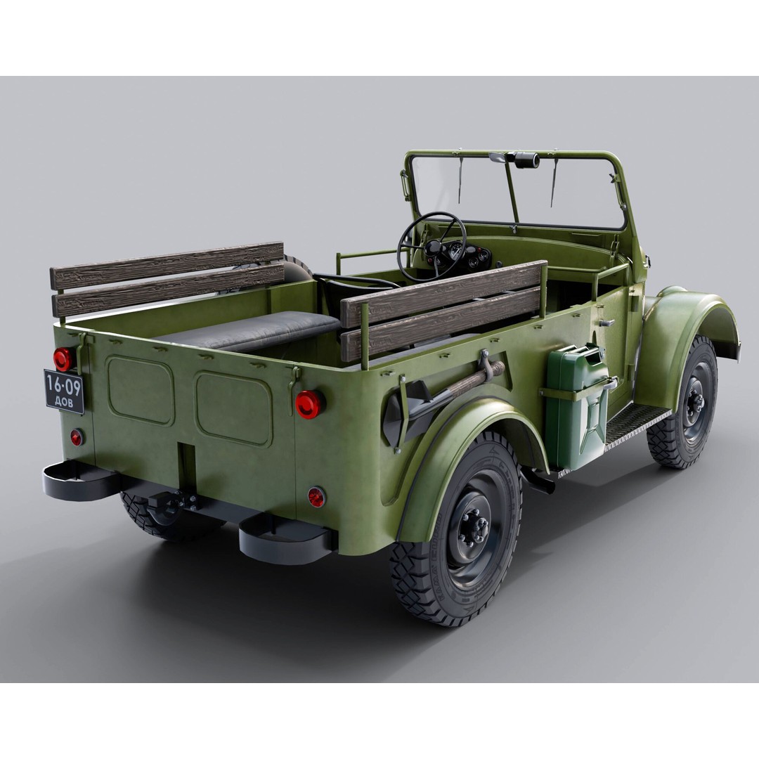 GAZ 69 3D Model – Low Poly Retro Military Vehicle, FBX - View 9