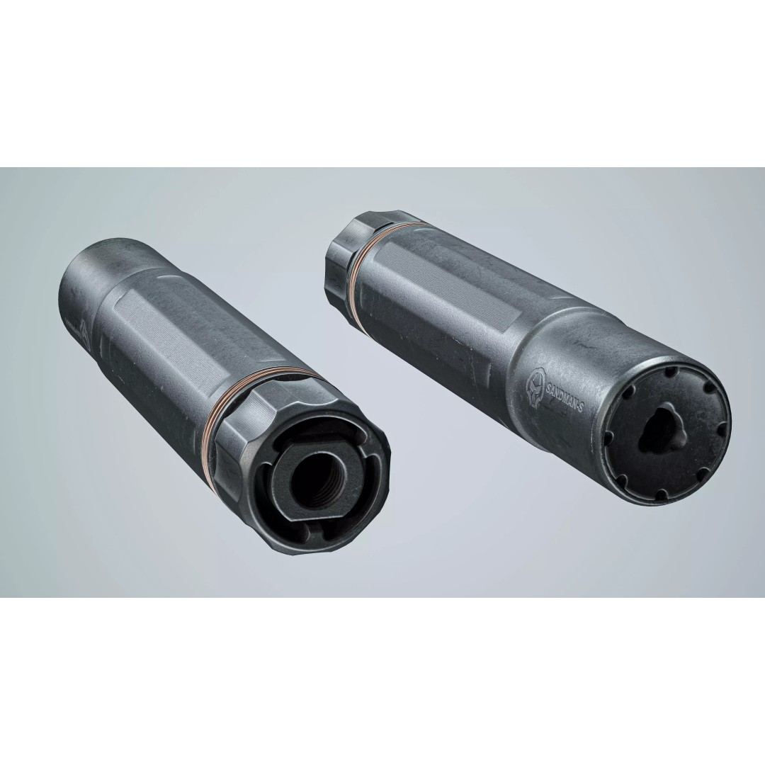 AR15 Silencer 3D Model – Low Poly Game-Ready Asset, FBX, OBJ - View 6
