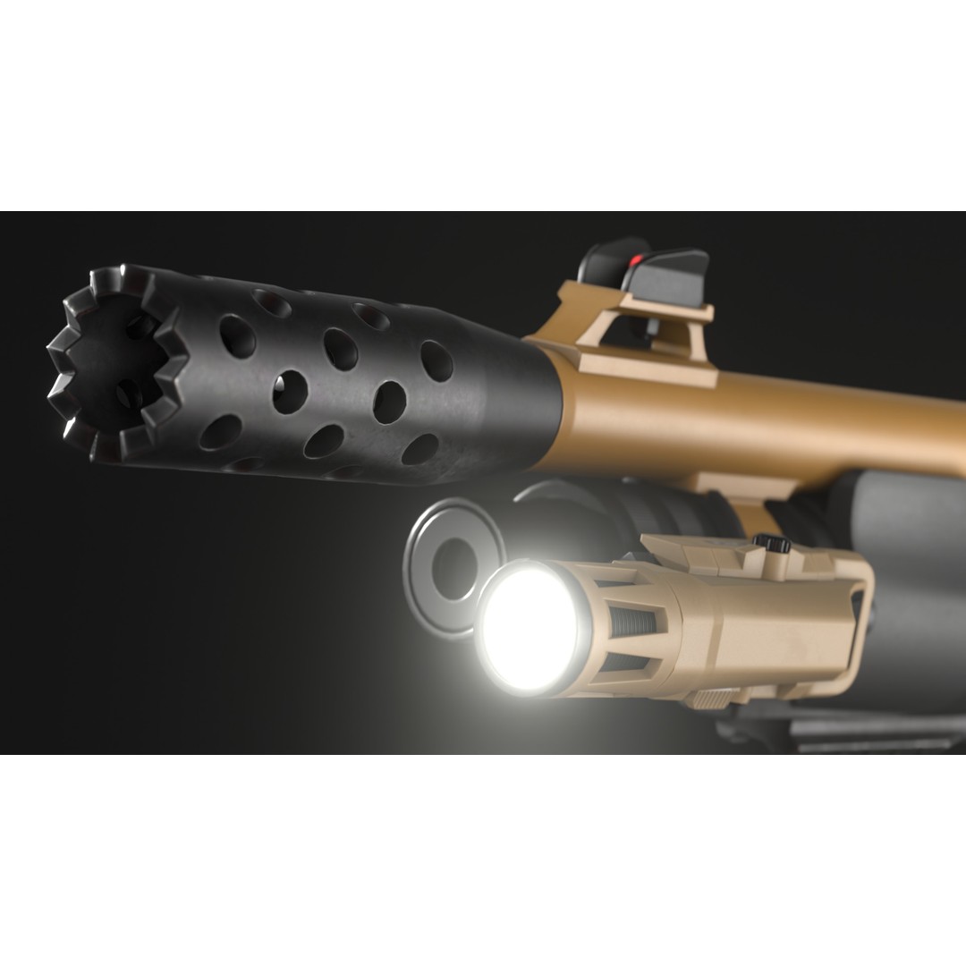 Benelli M3A1 3D Model – Low Poly Combat Shotgun Asset, FBX, OBJ - View 12