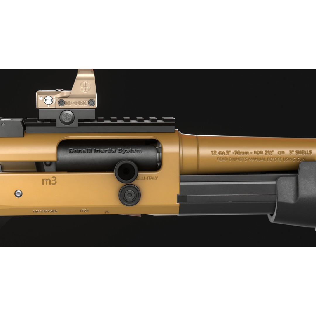 Benelli M3A1 3D Model – Low Poly Combat Shotgun Asset, FBX, OBJ - View 14
