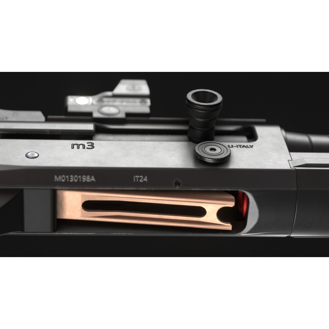 Benelli M3A1 3D Model – Low Poly Combat Shotgun Asset, FBX, OBJ - View 16