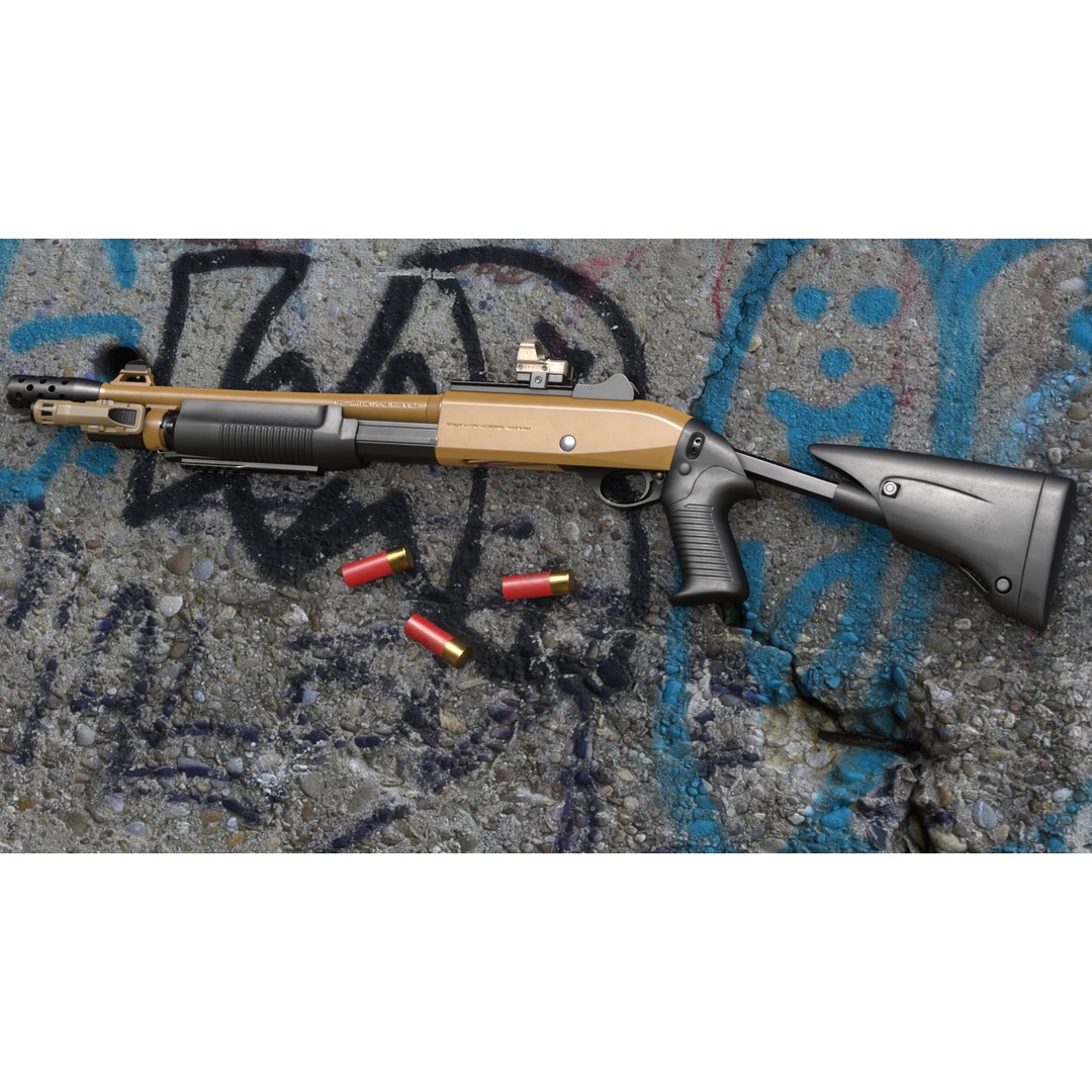 Benelli M3A1 3D Model – Low Poly Combat Shotgun Asset, FBX, OBJ - View 5