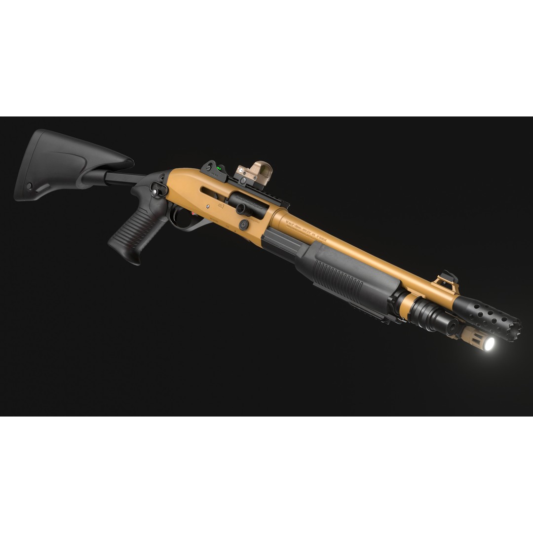 Benelli M3A1 3D Model – Low Poly Combat Shotgun Asset, FBX, OBJ - View 8