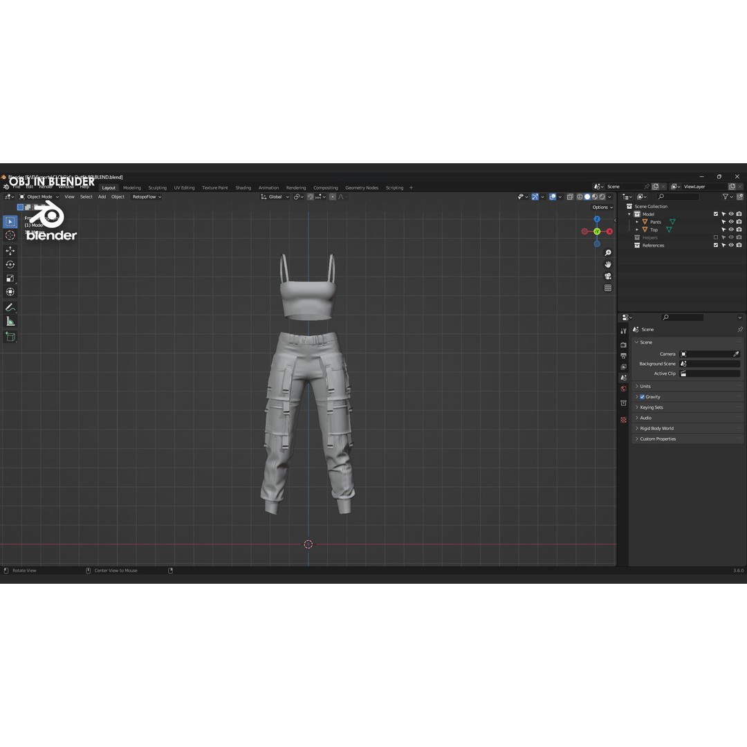 Girls Outfit 3D Model – Military Style Clothing, PBR Textures, FBX - View 10