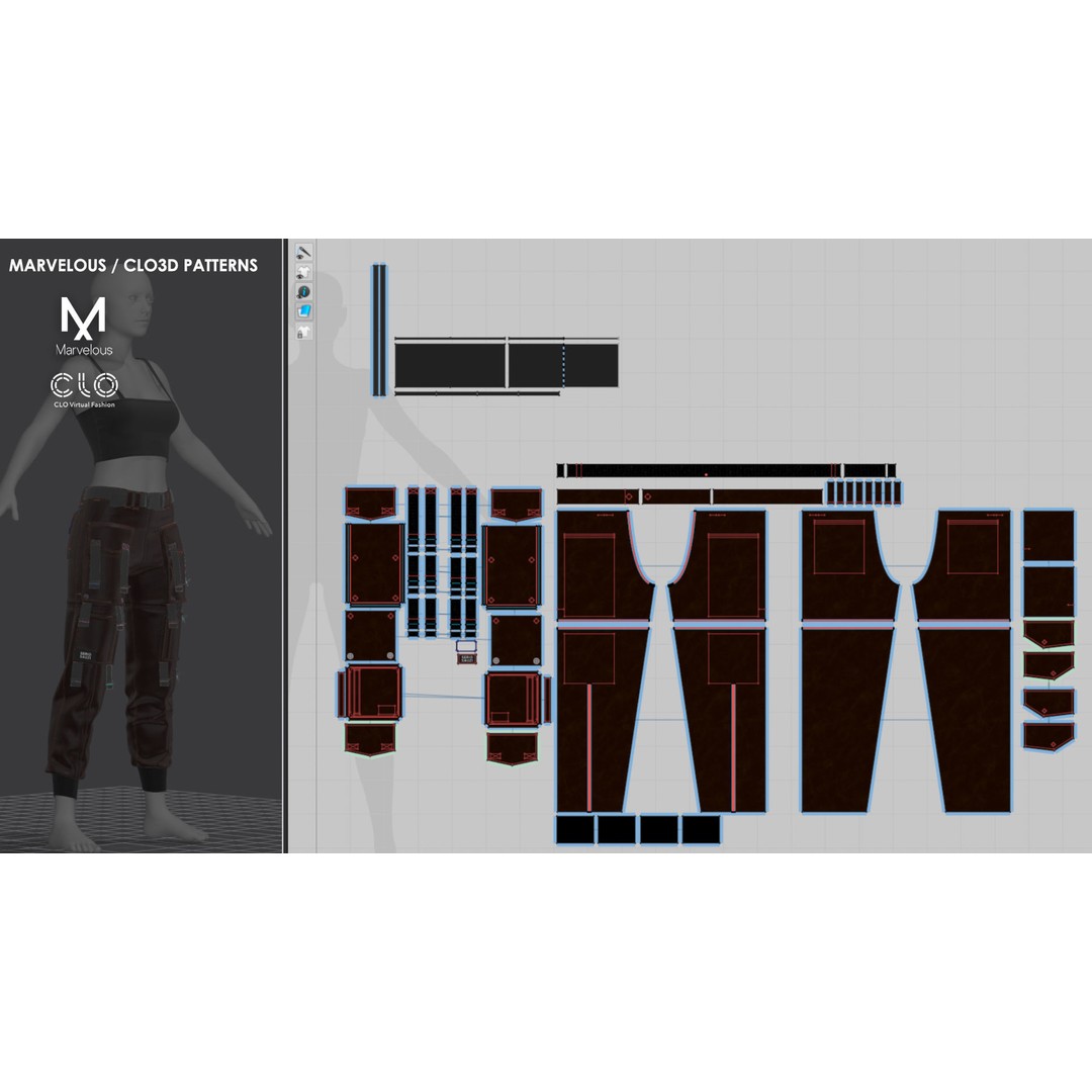 Girls Outfit 3D Model – Military Style Clothing, PBR Textures, FBX - View 8