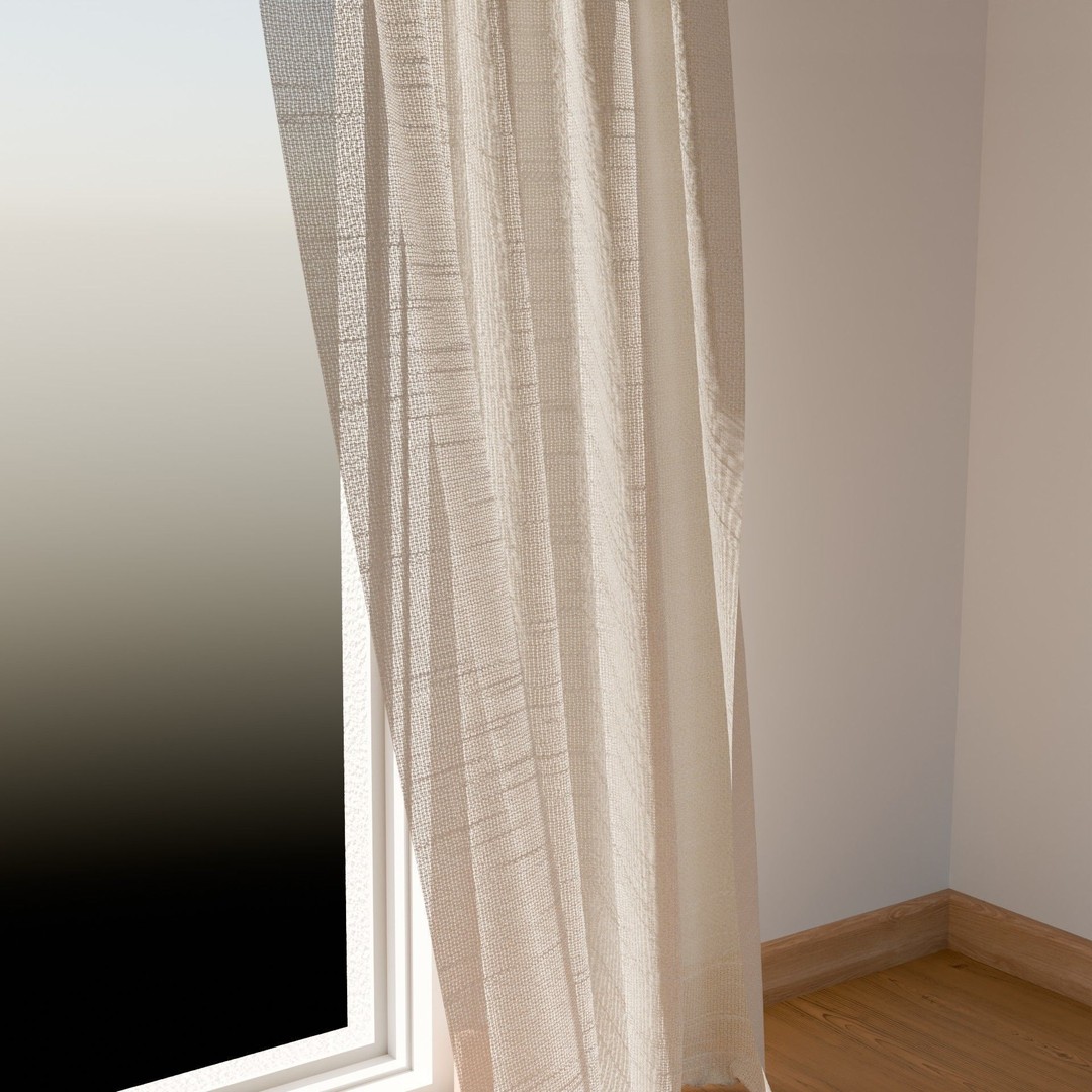 Wind Animated Curtain 3D Model – Realistic Animation, FBX, OBJ, Blender