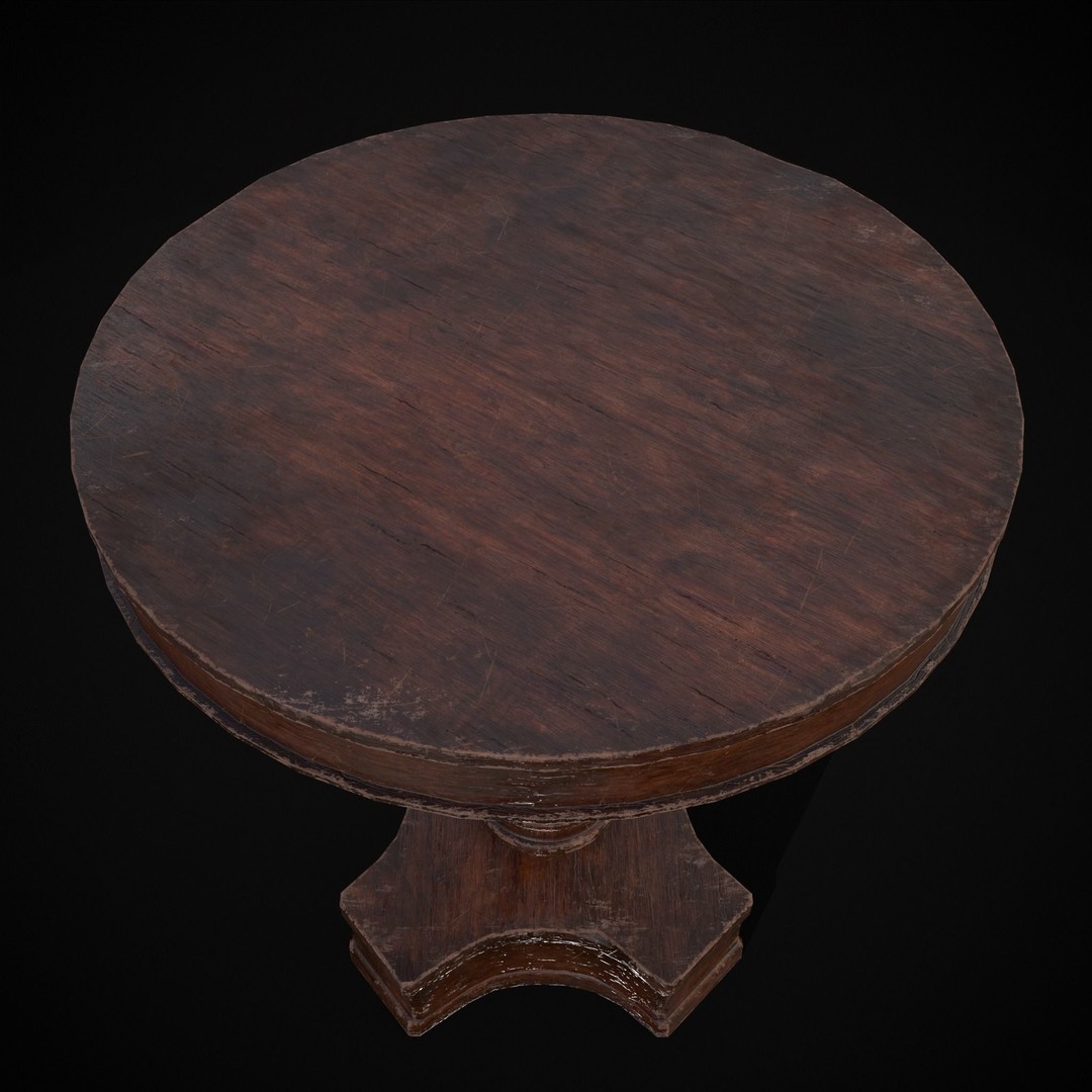 Mahogany Round Table 3D Model – Low Poly Antique Furniture, FBX & OBJ - View 10