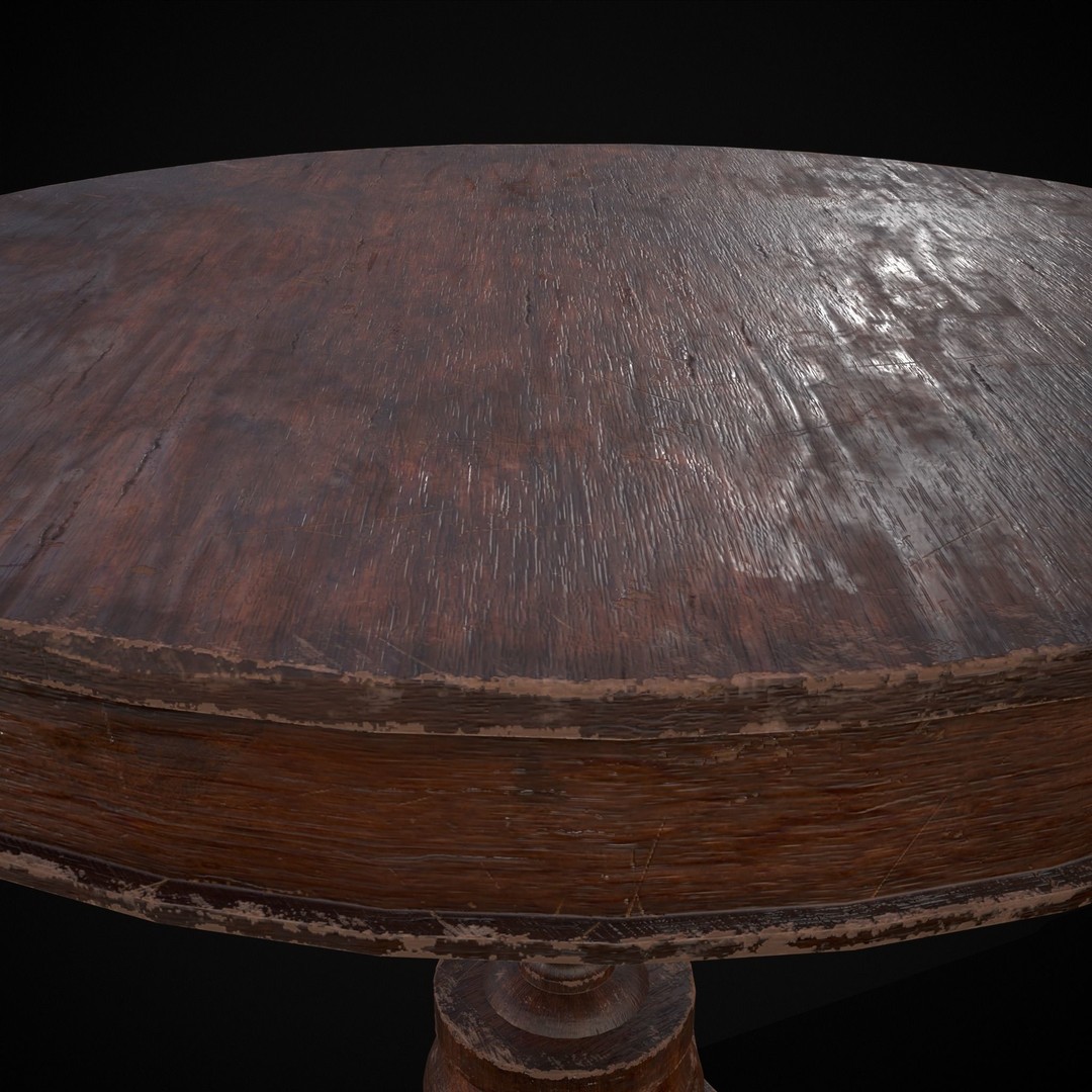 Mahogany Round Table 3D Model – Low Poly Antique Furniture, FBX & OBJ - View 12