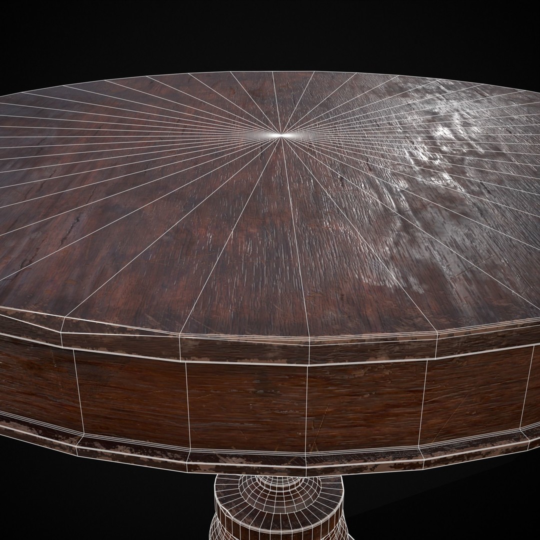 Mahogany Round Table 3D Model – Low Poly Antique Furniture, FBX & OBJ - View 13