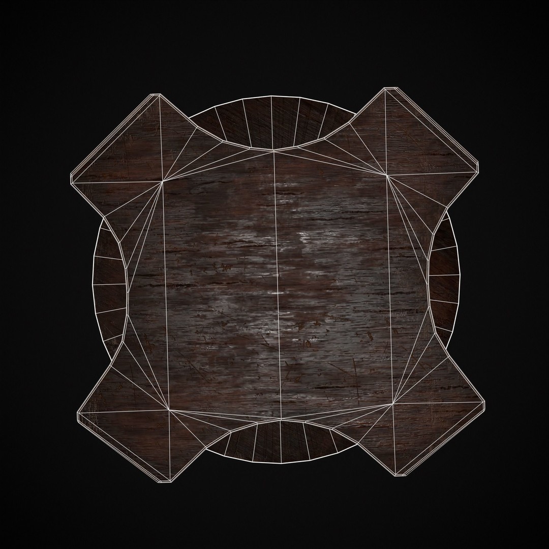 Mahogany Round Table 3D Model – Low Poly Antique Furniture, FBX & OBJ - View 15